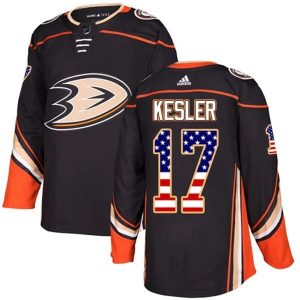 Herren Anaheim Ducks Eishockey Trikot Ryan Kesler 17 Schwarz USA Flag Fashion Authentic